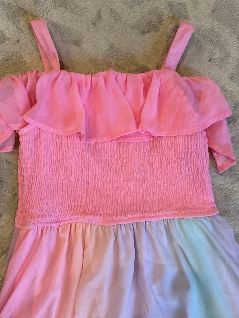 Justice Pink Pastel Ombre Ruffle Maxi Dress